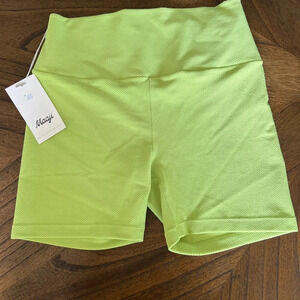 Maaji New Lime Green High-Waisted Athletic Shorts - Size M
